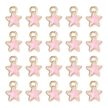 Imagem de Generic Amuleto de estrela, banhado a ouro, 40 peças, acessórios para celular, artesanato, chaveiros, 6 x 8 mm, rosa