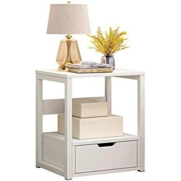 Imagem de Prateleira de mesa de cabeceira com 1 gaveta, mesa de café, móveis de quarto, mesa lateral de madeira