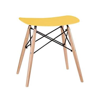 Imagem de Loft7, Banco Banqueta Charles Eames Eiffel, Assento Polipropileno e Base de Madeira e Aço, Sala de Estar, Lazer, Cozinha e Comercial - Amarelo