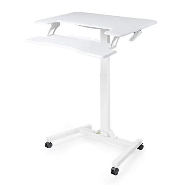 Imagem de U5GAAALPPQ9 Suporte ajustável em altura para laptop, mesa de trabalho móvel sobre a cama/sofá, mesa com suporte para teclado, mesa ergonômica para computador com rodas de travamento