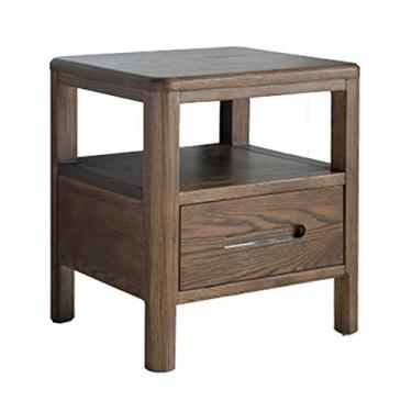 Imagem de Mesa de cabeceira vintage marrom para quarto, mesa de telefone, armário com gavetas, mesa de centro para sala de estar, pés de madeira maciça, 40 x 35 x 45 cm