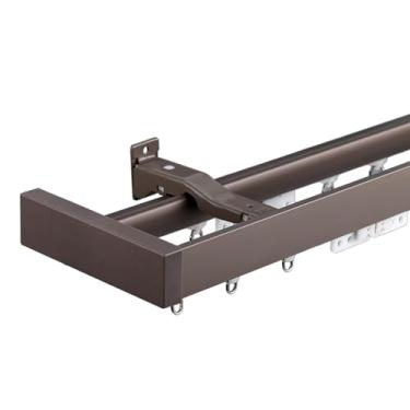 Imagem de Conjunto de trilhos de cortina de trilho duplo premium, haste divisória de ambiente montada na parede, liga de alumínio durável, design envolvente, 320 cm, acabamento champanhe, acessórios completos