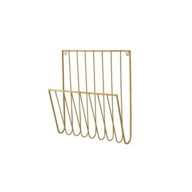 Imagem de Escritório Porta-revistas de parede, porta-arquivos, organizador correspondências ferro, porta-jornais para pastas cartas Organizador de mesa(Gold)