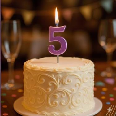 Imagem de Vela Pick Rosa Candy Color Delicadeza Festiva! (Número 5)