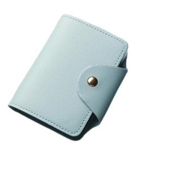 Imagem de Carteira compacta para cartão de crédito com janela de identidade para homens e mulheres com 26 compartimentos para cartão, Azul claro, Simplicidade moderna