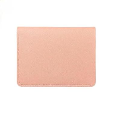 Imagem de Carteira feminina fina, antidesmagnetização - 8 compartimentos para cartão e camada de papel-moeda, couro PU resistente à água, compacta 28 x 8,3 cm (preto, café, azul celeste, rosa), rosa, Retrô