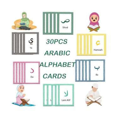 Imagem de Kit De Flashcards Do Alfabeto Árabe Com 30 Peças Para Iniciantes, Educ