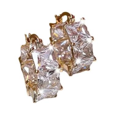Imagem de Brincos De Argola Com Zircônia Cúbica Banhados a Ouro Para Mulheres, J