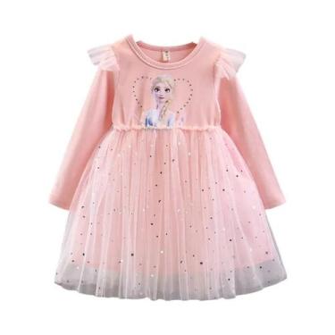 Imagem de Vestido De Princesa Elsa Para Meninas, Manga Longa, Primavera E Outono