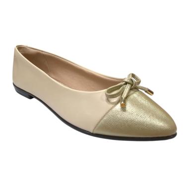 Imagem de Sapatilha Fem Beira Rio Bico Fino Laço Creme 4136.1102