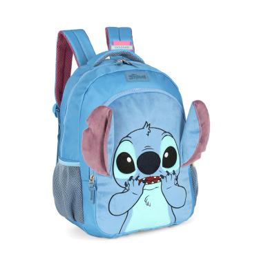Imagem de Mochila de Costas G Stitch Disney Luxcel | Azul Pelúcia 3D | Com Orelhas | Aveludada