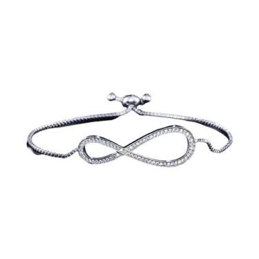 Imagem de Pulseira Feminina Ajustável Com Laço De Zircônia E Cristais  Joia De F