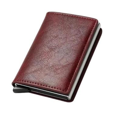 Imagem de Carteira Vintage De Couro Marrom RFID Para Homens, Mini Bolsa, Porta C