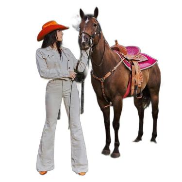 Imagem de CALÇA JEANS OFF FLARE FEMININA CINTURA MÉDIA COM CINTO-Feminino