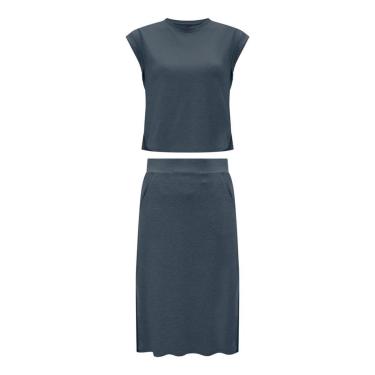 Imagem de Conjunto Lunender Saia E Blusa Em Moletinho Azul Tam. GG-Feminino