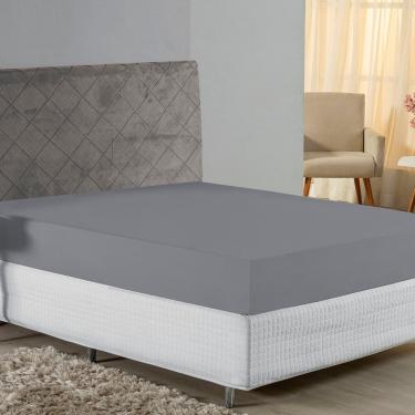 Imagem de Lençol Com Elástico Casal Nobre Viúva 1 Peça 30cm De Altura Malha 100% Algodão - Cinza