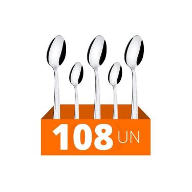 Imagem de Conjunto Chá E Sobremesa Búzios 108 Peças Totalmente Em Aço Inox Ibag - Tramontina