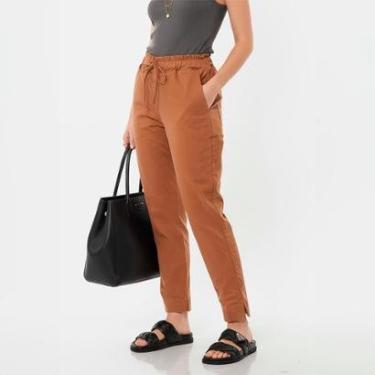 Imagem de Calça Sarja Feminina Cintura Alta com Elastano e Amarração Conforto e Estilo Casual-Feminino