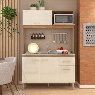 Imagem de Cozinha Compacta 100% em Mdf Sarah Ii Mel/Off White