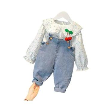 Imagem de Conjunto De Roupas Para Bebê Menina Com Babadores Florais De Manga Lon