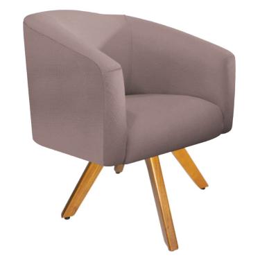 Imagem de Poltrona Luiza Base Giratória Madeira Linho Rosê Doce Sonho