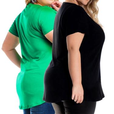 Imagem de Kit 2 Blusas Longline Plus Size Manga Curta Camiseta Grande Tapa Bumbum Feminina-Feminino