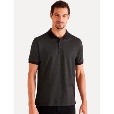 Imagem de Polo Reserva Masculina Regular Piquet Friso Rajado Preto Mescla-Masculino