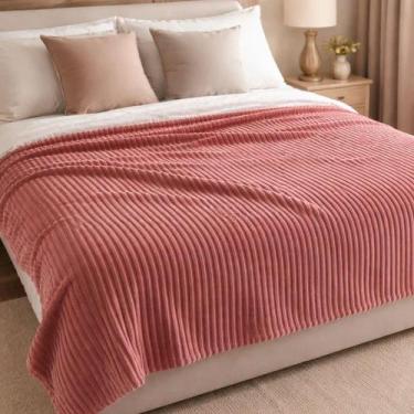 Imagem de Manta Cobertor Casal Relevo Canelado 200 X 180 Cm - Rosa - MIRAGE