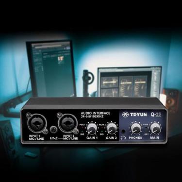 Imagem de Mesa Placa De Som 2 Canais Gravação Profissional Interface De Áudio Q-