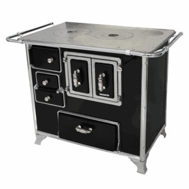 Imagem de Fogão A Lenha Venâncio Tradicional No 02 Preto Gabinete Porta Dupla Chapa Em Ferro Fund...