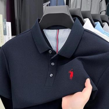 Imagem de Camisa Polo Masculina De Verão 100% Algodão Manga Curta Paul Original 