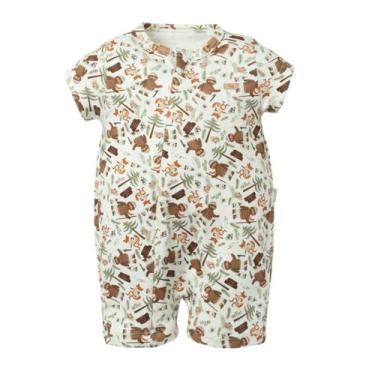 Imagem de Macacão Bebê Menino Curto com Zíper Estampado Camping - Hug, Off white