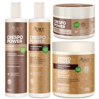 Imagem de Kit Apice Crespo Power Co Wash Condicionador Mascara Creme De Pentear 