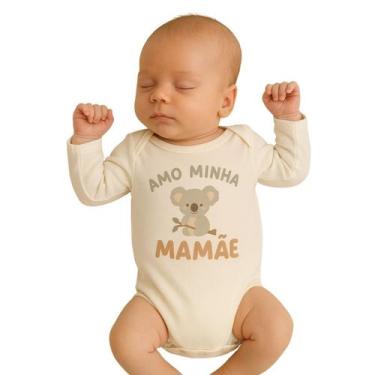 Imagem de Body Manga Longa Infantil Bebê Algodão Estampada Brandili, M, Champanh