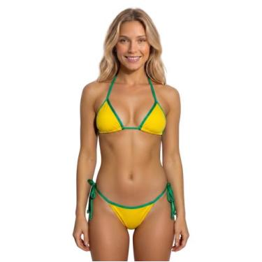 Imagem de Biquíni Cortininha Brasil Copa 2026 Feminino Ajustável Sem Bojo Fio Du