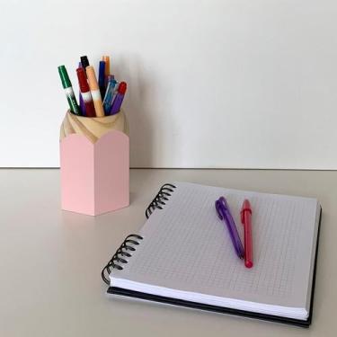 Imagem de Porta canetas e lápis hexágono organizador de mesa multiuso rosa - Geg