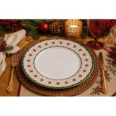 Imagem de Prato Raso Natalino Desejo em Cerâmica - 30cm - Sanson Decor Home