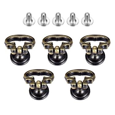 Imagem de 5 pcs mini botão anel w/parafuso antique bronze bronze vintage liga gabinete punho mobiliário cozinha gaveta armário porta montagem l/s YYDFPIIA (Color : 21X16mm)