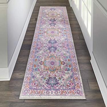 Imagem de Nourison Tapete de transição Passion Bohemian cinza claro/rosa 3,5 x 1,8 m, (corredor de 1,8 m)