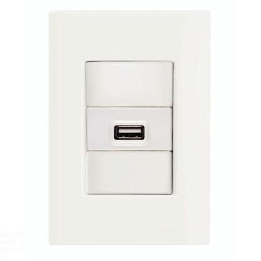 Imagem de Conjunto 4x2 com 1 Tomada USB 1,5 A Bivolt Tramontina Giz Branco Tramontina