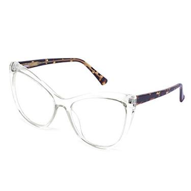 Imagem de Feisedy Óculos femininos com armação grande moderna gatinho TR90 bloqueador de luz azul hastes hastes para computador B2676