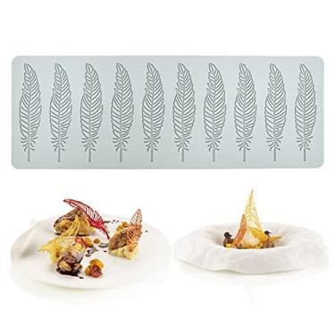 Imagem de Moldes de silicone de chocolate 3D oco folha de penas molde de fondant forma geométrica molde de doces topo de bolo de cupcake decoração de bolo artesanato de açúcar (D_38,3 * 14,2 * 0,3 cm)
