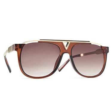 Imagem de Óculos de Sol Quadrado Design de Moda Feminino Masculino Vintage Espelho Gradiente Lente de Metal Óculos de Sol Feminino UV400,4,Z