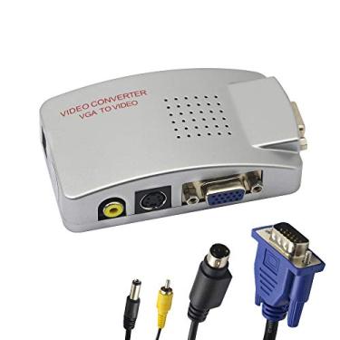 Imagem de GINTOOYUN Adaptador VGA para RCA, VGA composto para vídeo, conversor S-Video, para HDTV, monitores, laptop, desktop, PC.