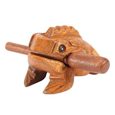 Imagem de Sapo de madeira artesanato Tailândia artesanato tradicional de madeira sapo da sorte coaxando instrumento musical para decoração de escritório em casa(10.6CM)