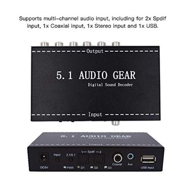 Imagem de LIANGYAN NK-A6L 5.1 o Gear Decodificador de som digital Conversor de áudio de 3,5 mm Substituição de saída de áudio para Dolby Digital AC-3 DTS EU Plug