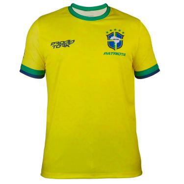 Imagem de Camiseta Infantil Pro Tork Brasil Seleção Copa 2022 Tam 10 Amarelo, Modelo: CP-308AZ-2