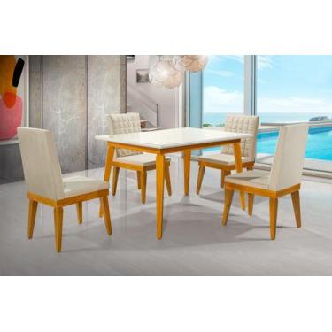 Imagem de Conjunto Mesa De Jantar Brasil Com 4 Cadeiras Mel / Offwhite - Pb Móve