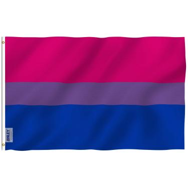 Imagem de ANLEY Fly Breeze 3x5 Foot Bi Pride Flag - Cor vívida e resistente ao desbotamento UV - Cabeçalho de lona e costura dupla - Bandeiras bissexuais em poliéster com ilhós de latão de 3 x 5 pés