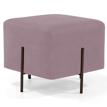 Imagem de Puff Quadrado Decorativo Status 45x45 D02 Pés de Aço Veludo Rosê C-305 - Lyam Decor